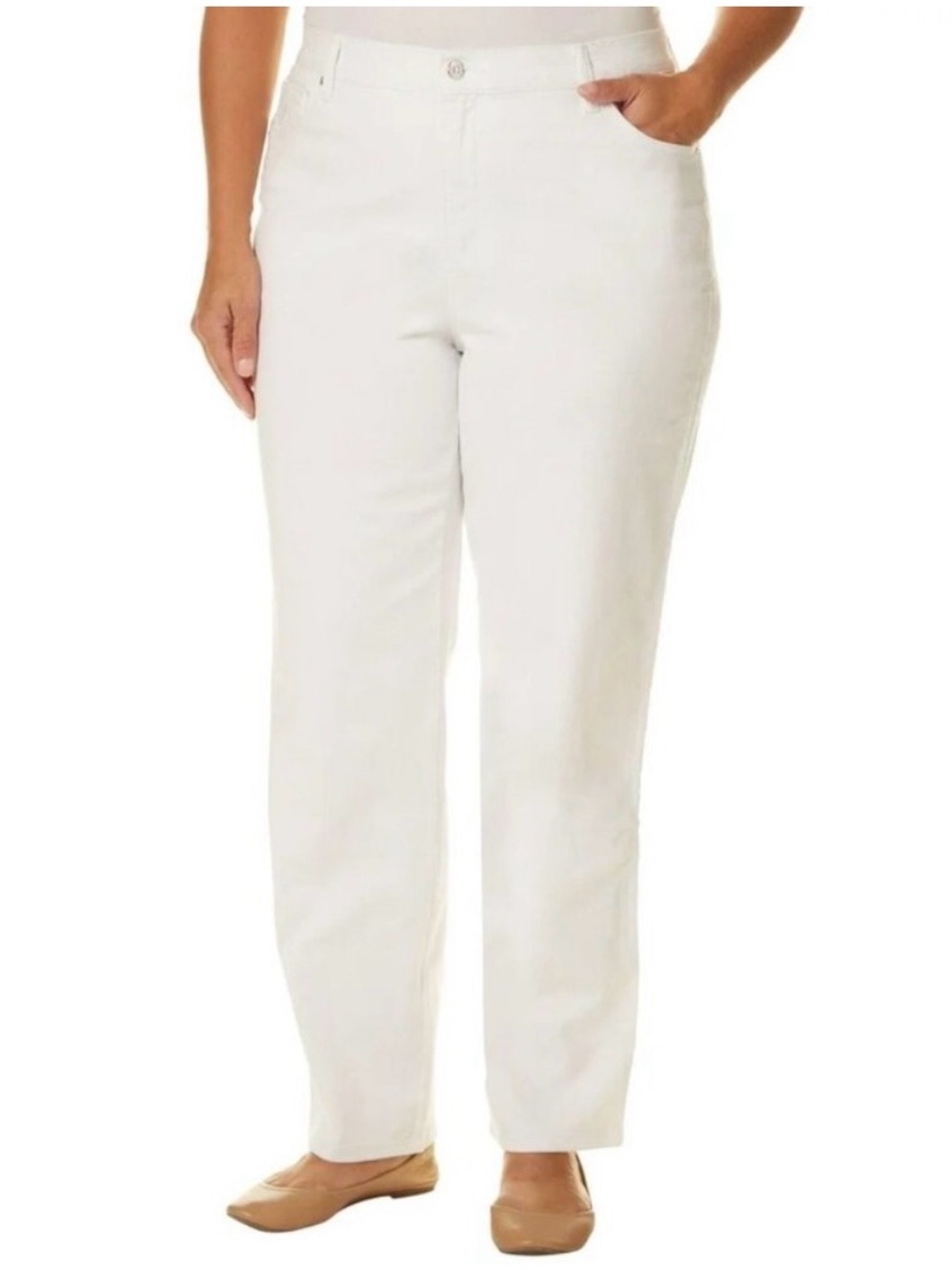 Gloria Vanderbilt Jeans Size 12 White High Rise Straight Leg Amanda Coastal Vibe